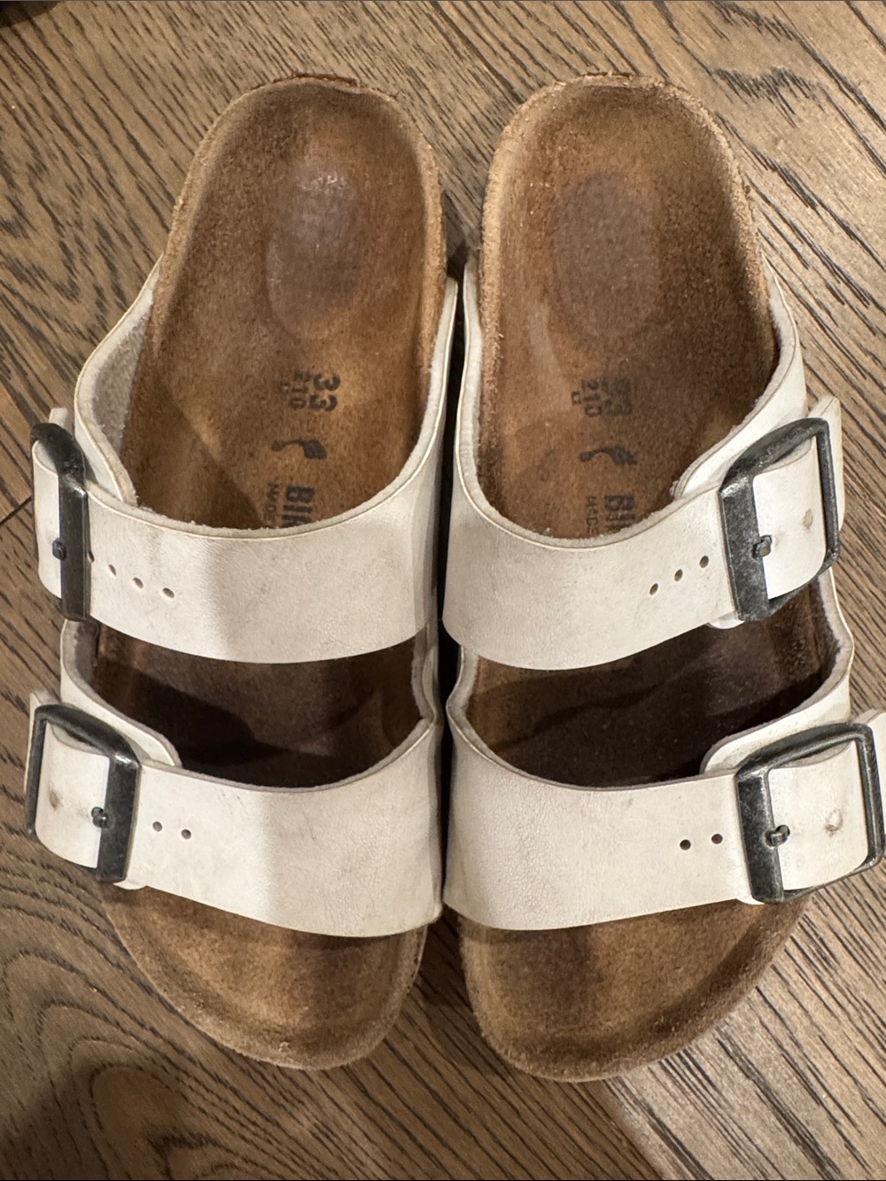 Birkenstock Cream Arizona Two-Strap Suede Sandals